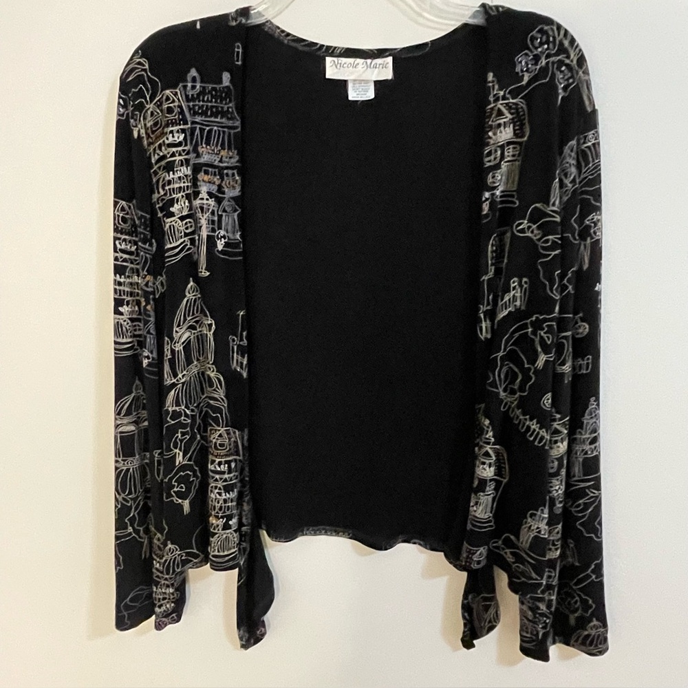 Nicole Marie Slinky Black Patterned Jacket Cardigan Women’s Size M